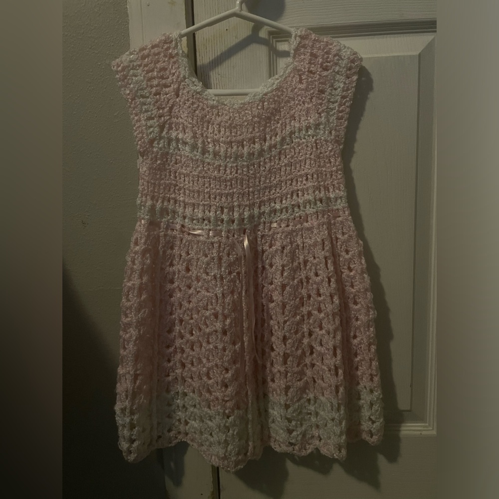 Pink and White Crochet Top
